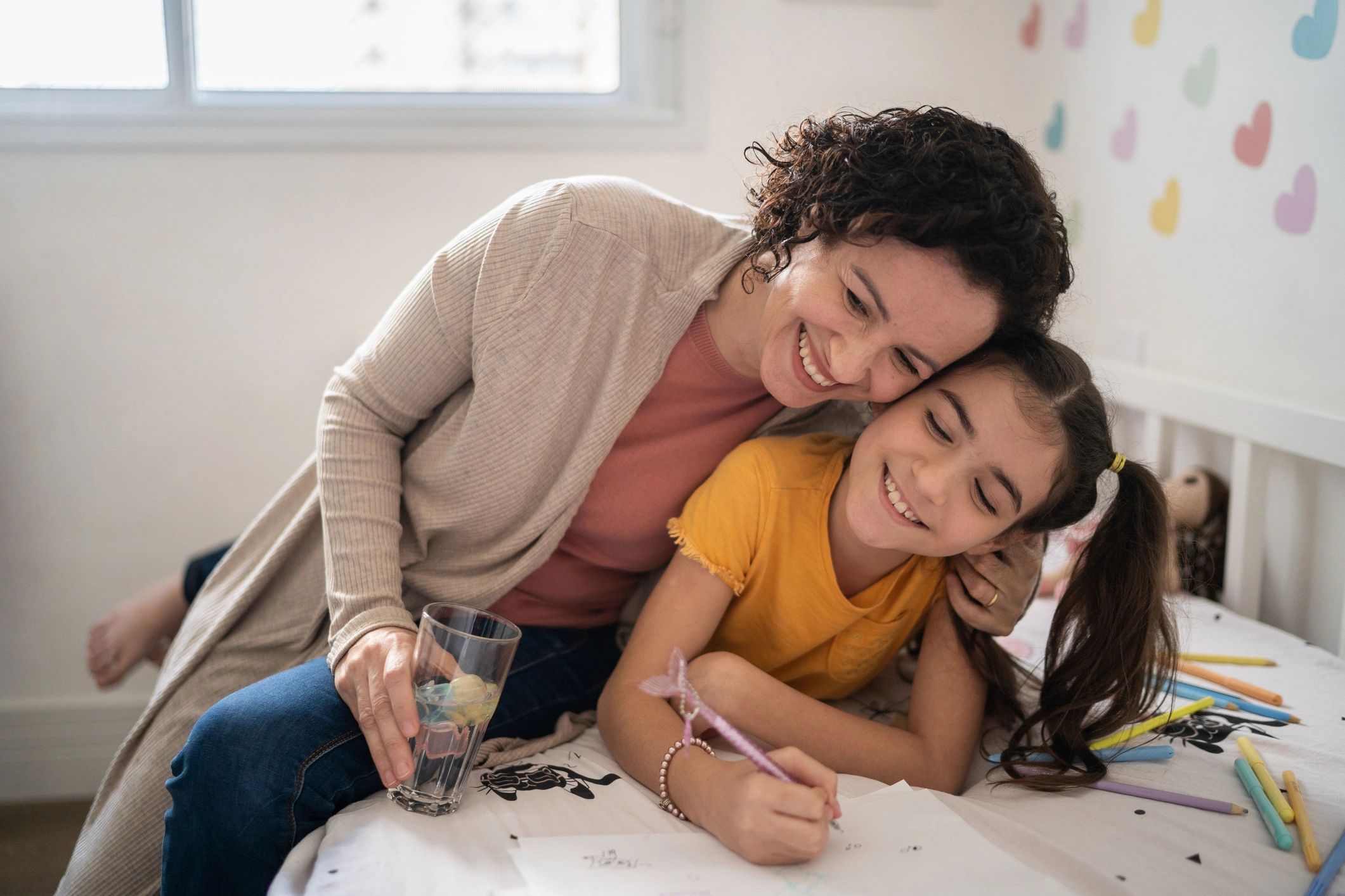Parent and child sharing a creative moment