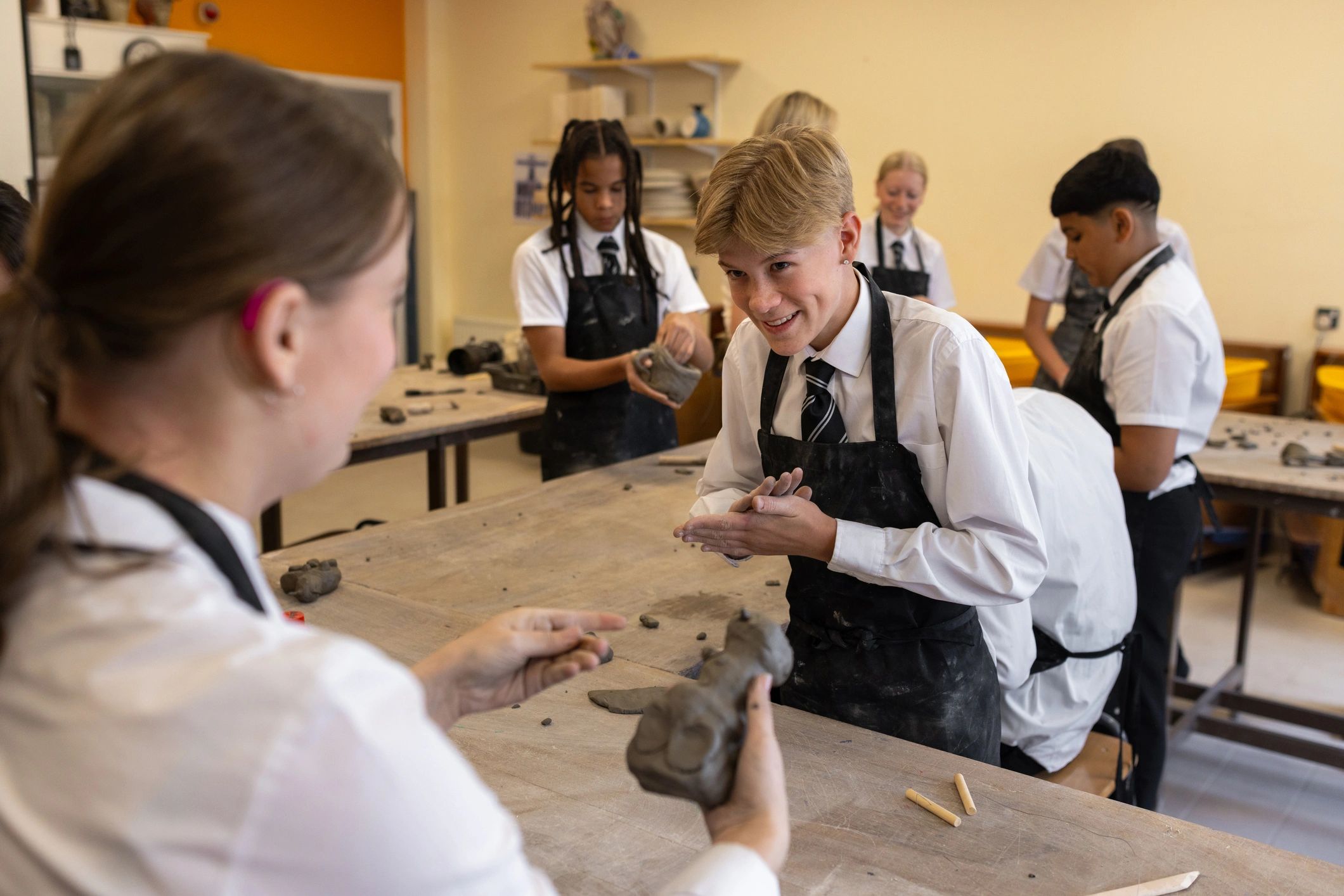 Children participating in a hands-on art class